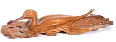 Lot 151 - "pintail on the water" carved wood by colin...
