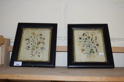 Lot 509 - PAIR OF SMALL 19TH CENTURY NEEDLEWORK PICTURES...