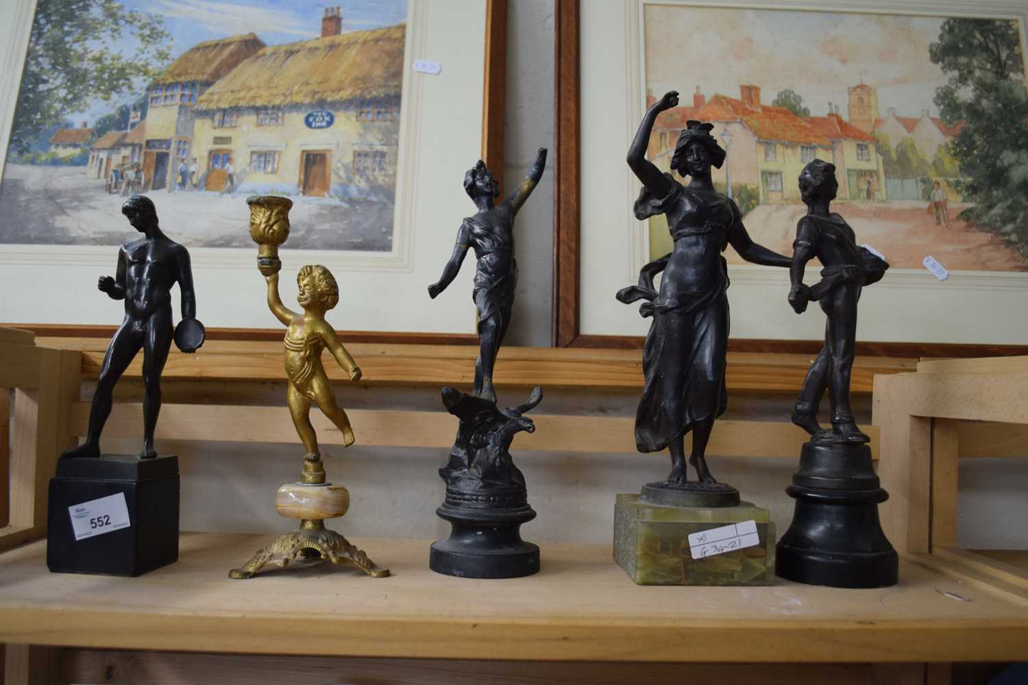 Lot 552 - MIXED LOT: VARIOUS ASSORTED SPELTER FIGURES,...