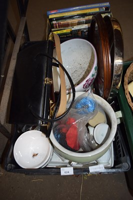 Lot 624 - 1 BOX VARIOUS CERAMICS, HOUSEHOLD SUNDRIES ETC