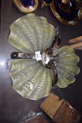 Lot 640 - GLASS AND CHROME FINISHED SHELL FORMED CEILING...