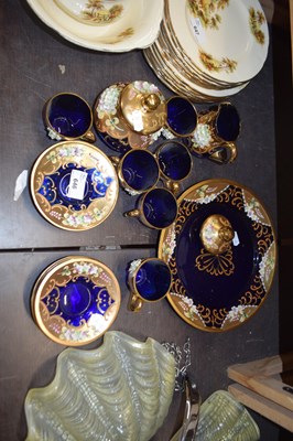 Lot 646 - COLLECTION OF BLUE AND GILT DECORATED VENETIAN...