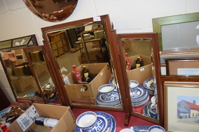 Lot 710 - HARDWOOD FRAMED TRIPLE DRESSING TABLE MIRROR