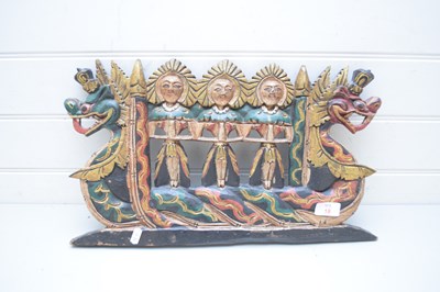 Lot 18 - SOUTH EAST ASIAN PAINTED WALL PLAQUE MODELLED...