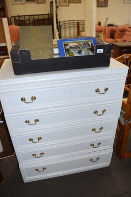 Lot 889 - WHITE FIVE DRAWER BEDROOM CHEST