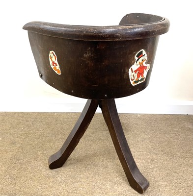 Lot 112 - 1930s Revolving wooden tub nursery chair,...
