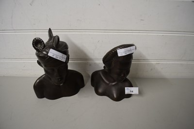 Lot 54 - PAIR OF 20TH CENTURY BRONZED METAL BUSTS OF A...