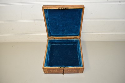 Lot 60 - 19TH CENTURY POKER WORK DECORATED JEWELLERY BOX