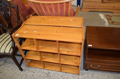 Lot 207 - PAIR STAINED PINE SHELF UNITS 84 CM WIDE