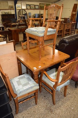 Lot 238 - MODERN DUCAL PINE KITCHEN TABLE ON TURNED LEGS...