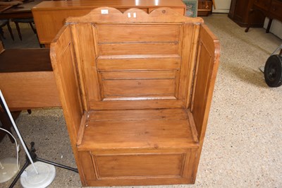 Lot 229 - STAINED PINE BOX SETTLE 80 CM WIDE