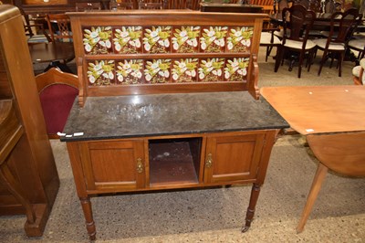 Lot 232 - VICTORIAN TILE BACK AND MARBLE TOP WASH STAND...