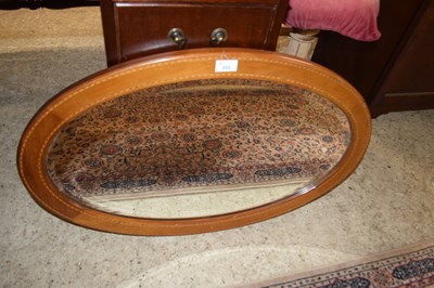 Lot 253 - EDWARDIAN OVAL BEVELLED WALL MIRROR