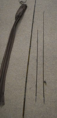 Lot 221 - 20th century 3 part wooden fly fishing rod...