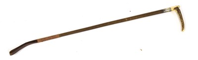 Lot 228 - Leather bound riding crop with deer antler...
