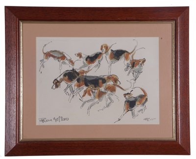 Lot 153 - A pair of fox hound studies in various...