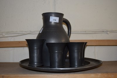 Lot 510 - PEWTER JUG WITH ACCOMPANYING BEAKERS AND TRAY...