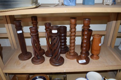 Lot 551 - MIXED LOT:  VARIOUS ASSORTED WOODEN CANDLE STICKS