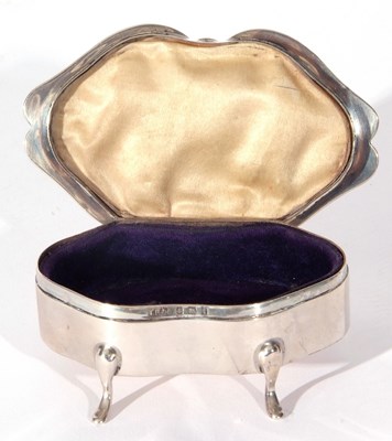 Lot 1 - Edward VII silver trinket box of shaped oval...