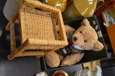 Lot 642 - HARRODS ANNUAL BEAR AND ACCOMPANYING WICKER SEAT