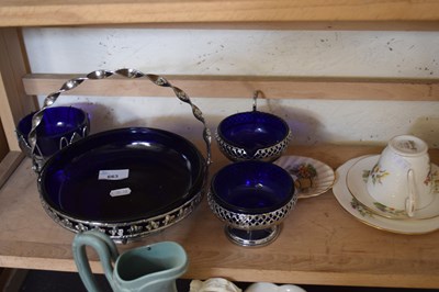 Lot 663 - MIXED LOT:  VARIOUS BLUE GLASS LINED BOWLS,...