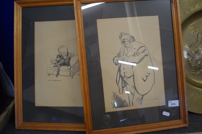 Lot 679 - TWO CARIACATURE STUDIES G K CHESTERTON AND MAX...