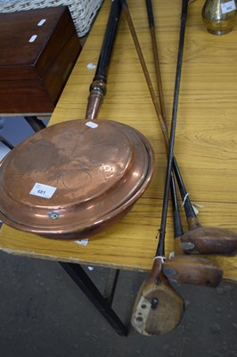 Lot 681 - THREE VINTAGE WOODEN GOLF CLUBS TOGETHER WITH...