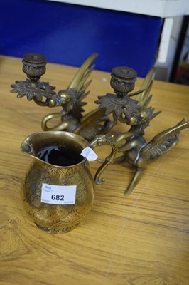 Lot 682 - PAIR OF BRASS GRIFFIN FORMED TABLE LAMP BASES...