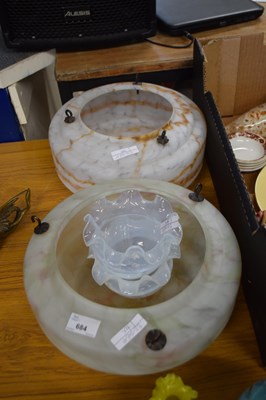 Lot 684 - MIXED LOT:  TWO MARBLED GLASS LIGHT SHADES...