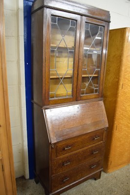 Lot 304 - EARLY 20TH CENTURY OAK BUREAU BOOKCASE WITH...