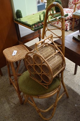 Lot 313 - MIXED LOT:  BAMBOO FRAMED CHAIR, BAMBOO STOOL...