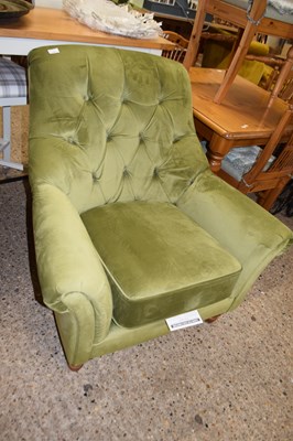 Lot 340 - MODERN GREEN BUTTON UPHOLSTERED ARM CHAIR FROM...