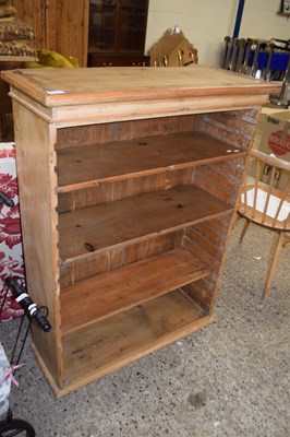 Lot 342 - WAXED PINE BOOKCASE CABINET WITH ADJUSTABLE...