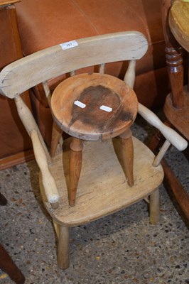 Lot 357 - CHILDS STICK BACK CHAIR TOGETHER WITH A SMALL...