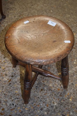 Lot 359 - ELM CIRCULAR TOPPED STOOL ON TURNED LEGS