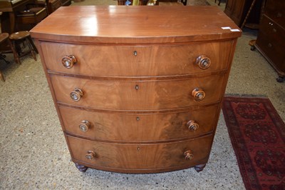 Lot 379 - VICTORIAN MAHOGANY BOW FRONT FOUR DRAWER CHEST,...