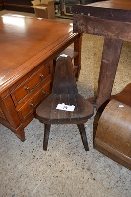 Lot 390 - SMALL 20TH CENTURY OAK STOOL, 53 CM HIGH