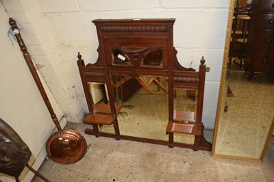 Lot 408 - LATE VICTORIAN MAHOGANY FRAMED OVER MANTEL MIRROR