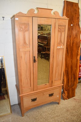 Lot 410 - VICTORIAN SATIN WOOD MIRRORED DOOR WARDROBE