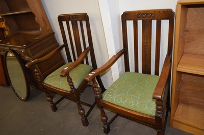 Lot 701 - PAIR OF EARLY 20TH CENTURY OAK CARVER CHAIRS