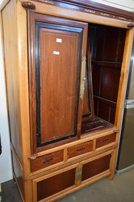 Lot 717 - 20TH CENTURY CHINESE HARDWOOD AND BRASS BOUND...