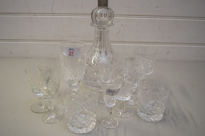 Lot 27 - MIXED LOT OF CLEAR CUT GLASS DRINKING GLASSES...