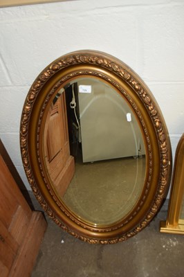 Lot 729 - OVAL BEVELLED WALL MIRROR AND GILT FINISH FRAM