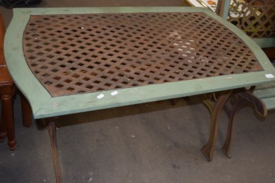 Lot 756 - 20TH CENTURY CAST IRON AND WOOD GARDEN TABLE