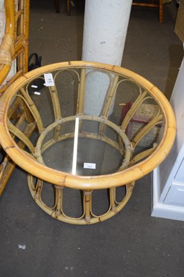 Lot 769 - CIRCULAR BAMBOO FRAMED GLASS TOP COFFEE TABLE