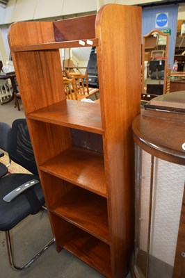 Lot 772 - HARDWOOD OPEN FRONT BOOK CASE CABINET