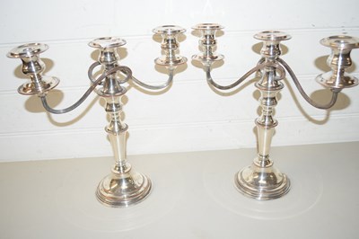 Lot 70 - PAIR OF SILVER PLATED CANDELABRA