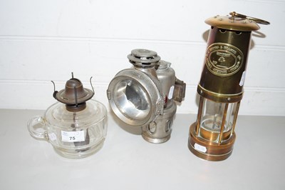 Lot 75 - MIXED LOT:  MINERS LAMP, VINTAGE CARBIDE LAMP...