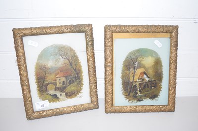 Lot 95 - PAIR OF STUDIES OF WATER MILLS PAINTED ON MILK...