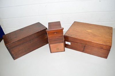 Lot 99 - TWO VINTAGE WOODEN BOXES TOGETHER WITH A SMALL...